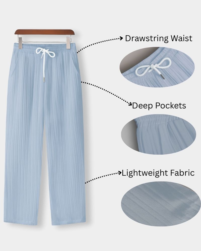 Airy Fit Light Blue Drawstring Trousers