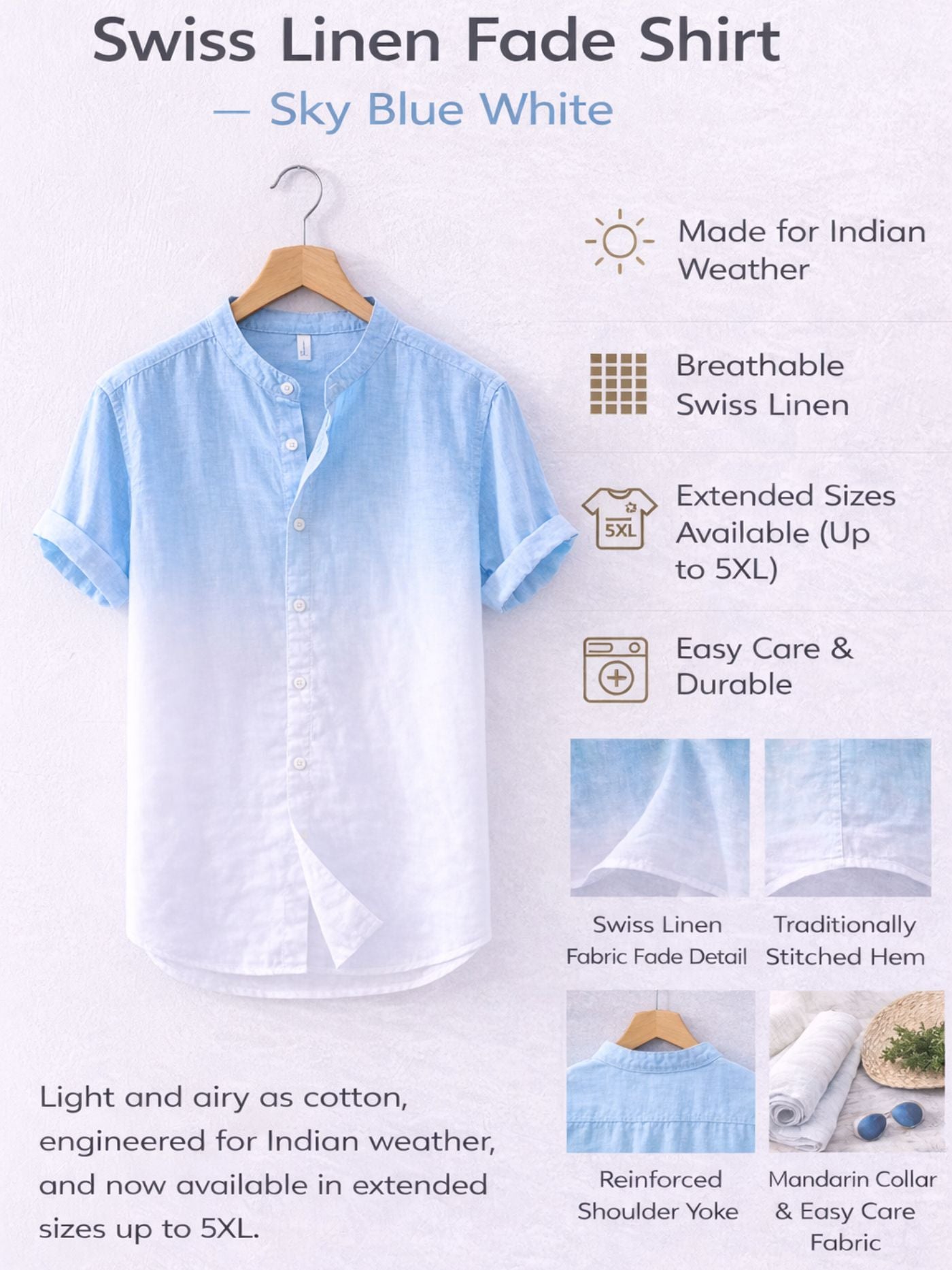 Swiss Fade Shirt – Sky Blue White