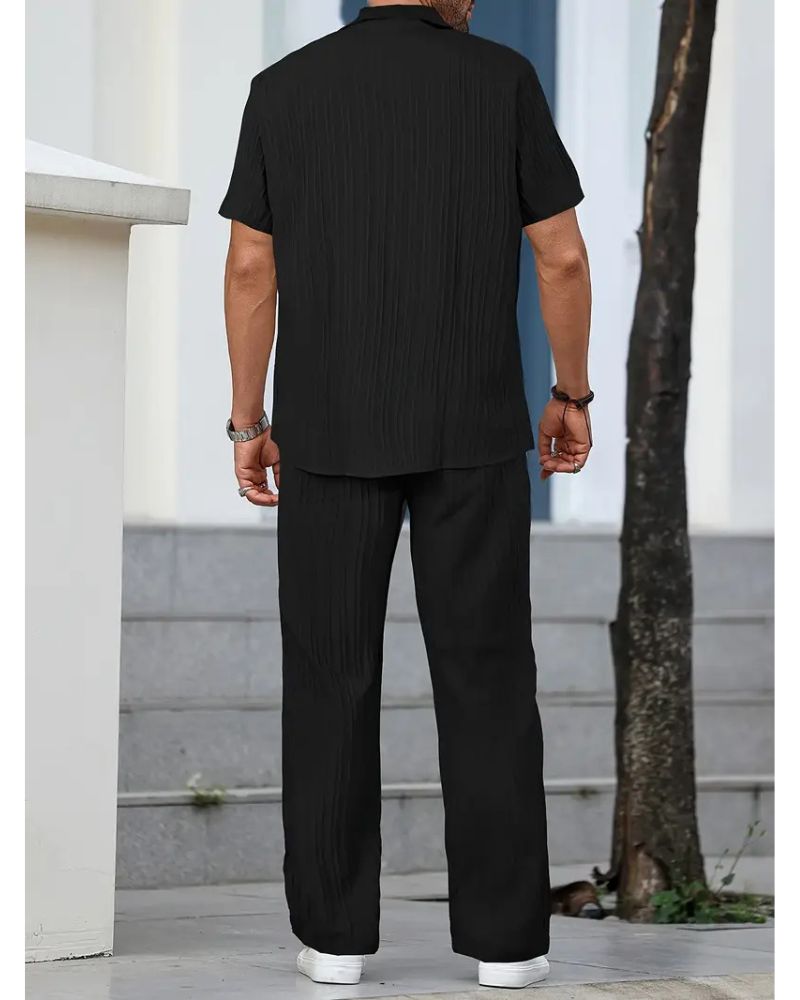 Men’s Black Pleated Co-Ord Set