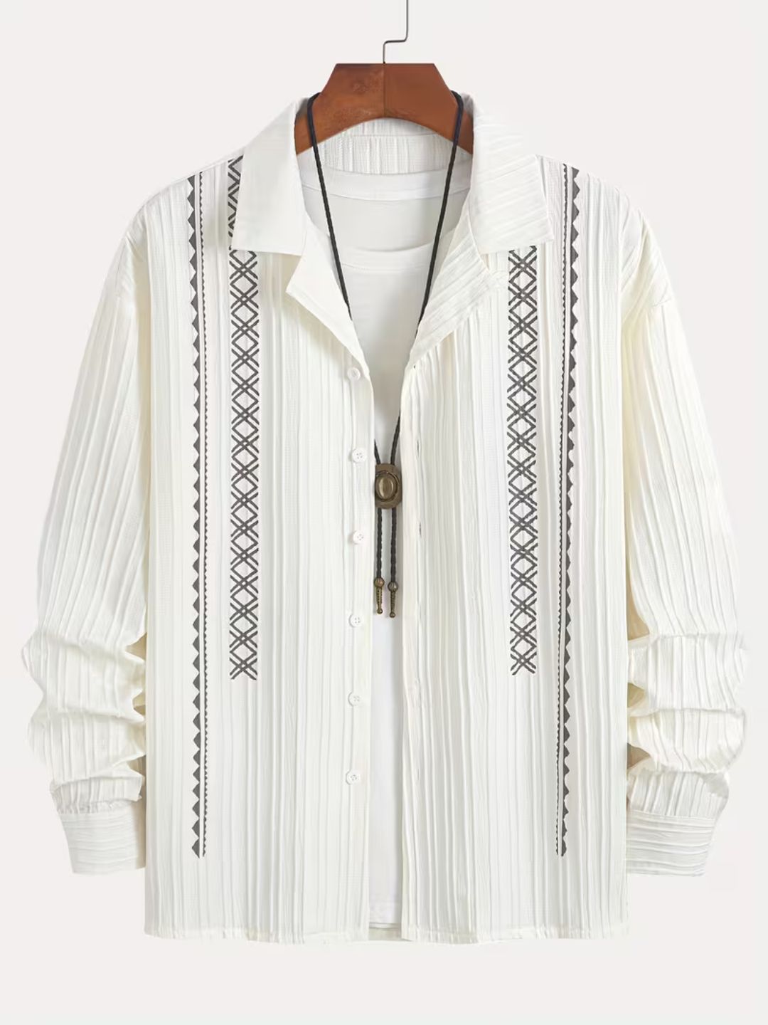 Premium All-Season Textured Digital-Print Button-Down Shirt