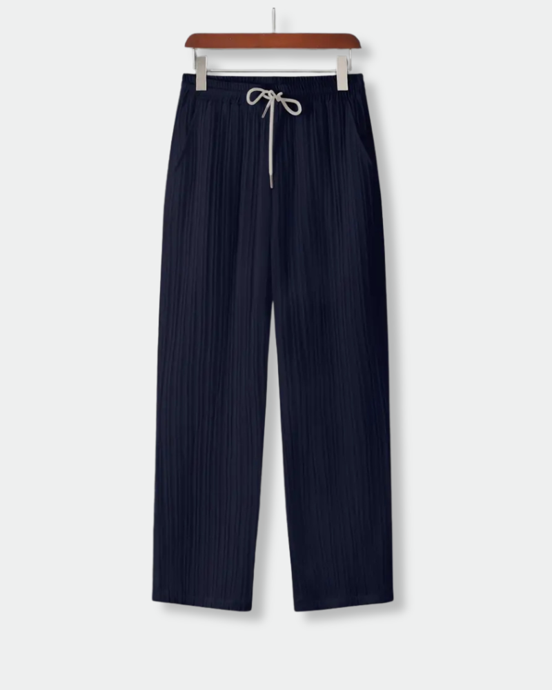 Men’s Indigo Cane Pleated Lounge Pants – Lightweight & Breathable