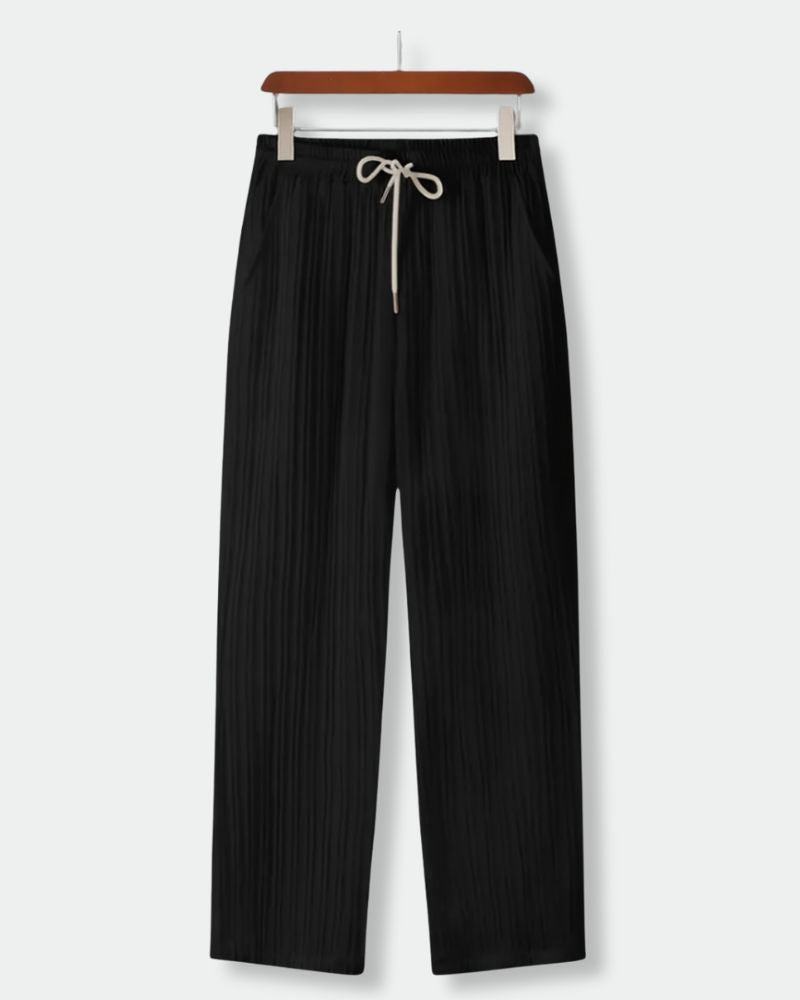 Men’s Noir Cane Pleated Lounge Pants – Lightweight & Breathable