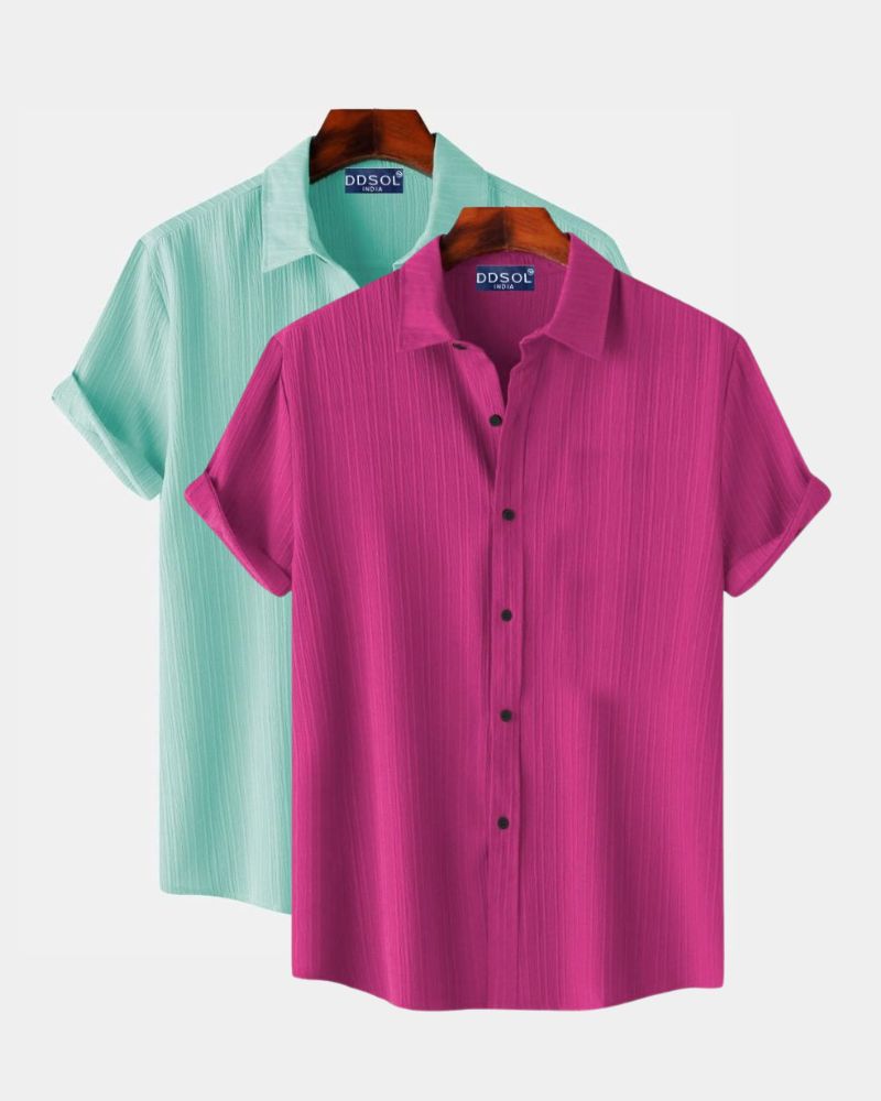 VivaTide Men's Color Contrast Shirt Combo