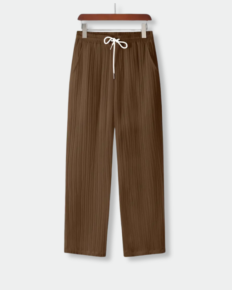 Men’s Cocoa Cane Pleated Lounge Pants – Lightweight & Breathable