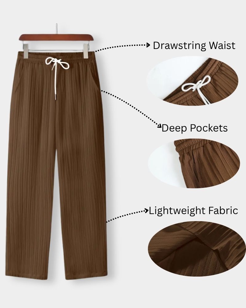 Men’s Cocoa Cane Pleated Lounge Pants – Lightweight & Breathable