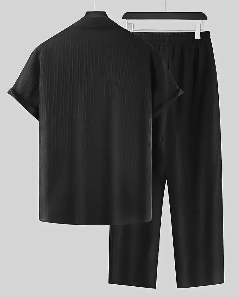 Men's Black Relax Fit Top Bottom Set