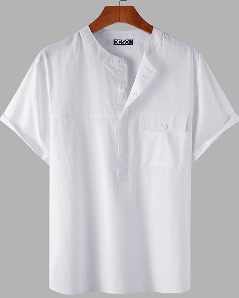 Men's Classic White Henley Shirt – Cotton Folk