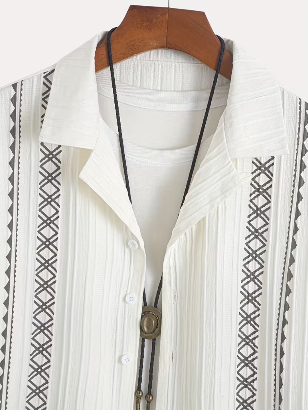 Premium All-Season Textured Digital-Print Button-Down Shirt