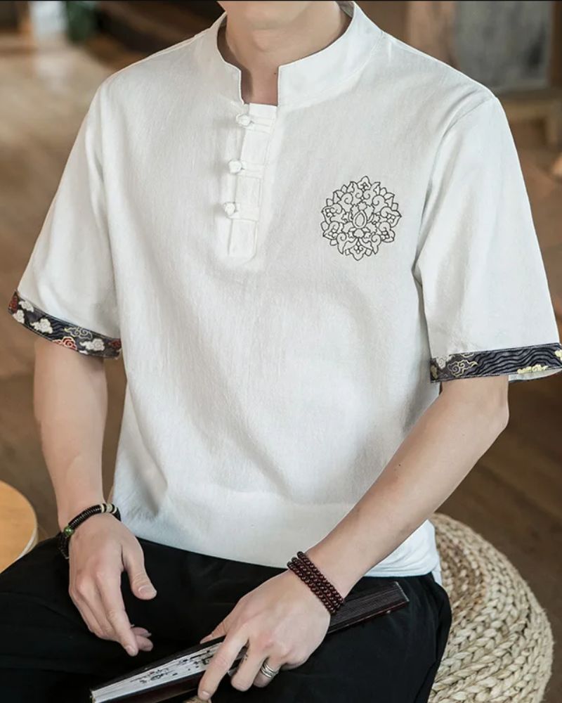 Mandarin Bloom Shirt-Cotton Folk