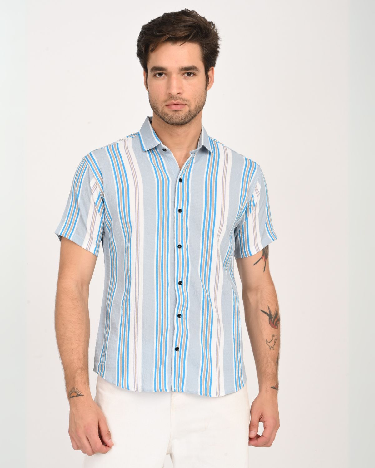 BreezeTex Striped Shirt – styled with jeans, smart casual outfit