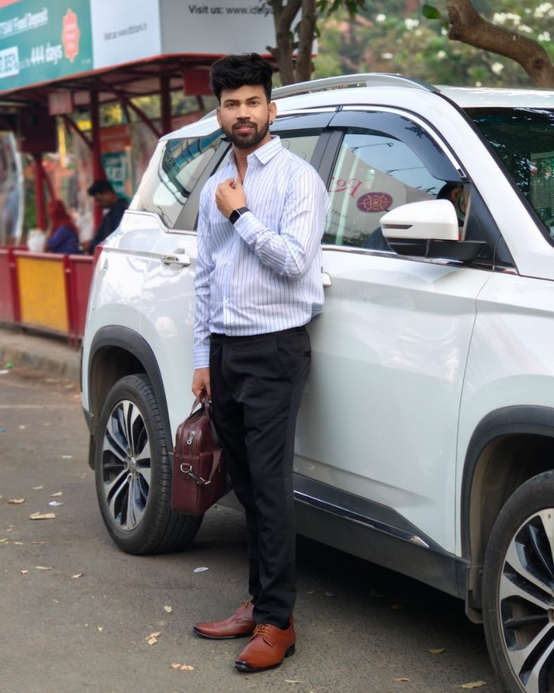 Classic Blue Striped Formal Cotton Shirt
