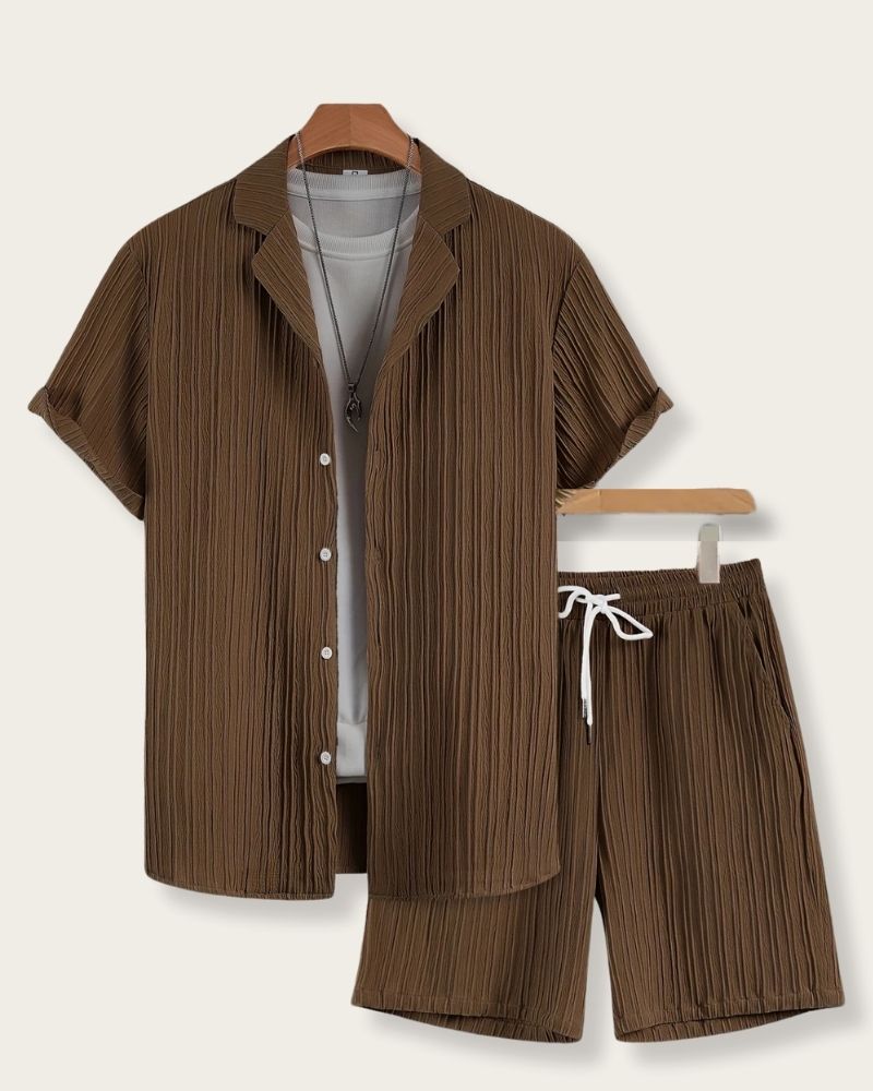 Cocoa Grove Loungewear – Brown Men's Textured Co-ord Set