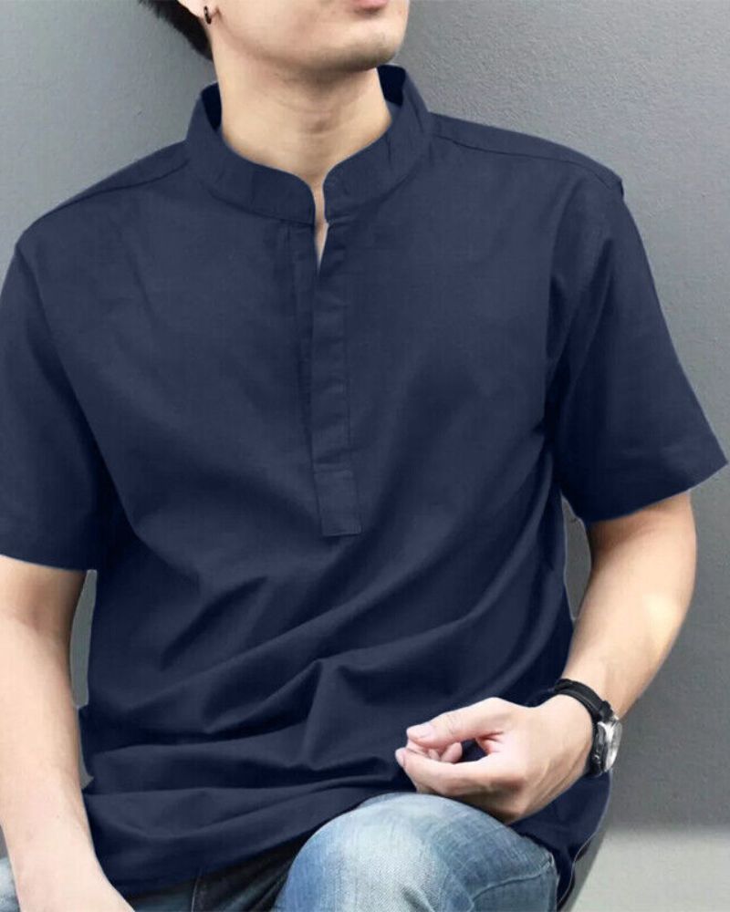 Navy Blue Plain Cotton Kurta Shirt – Cotton Folk