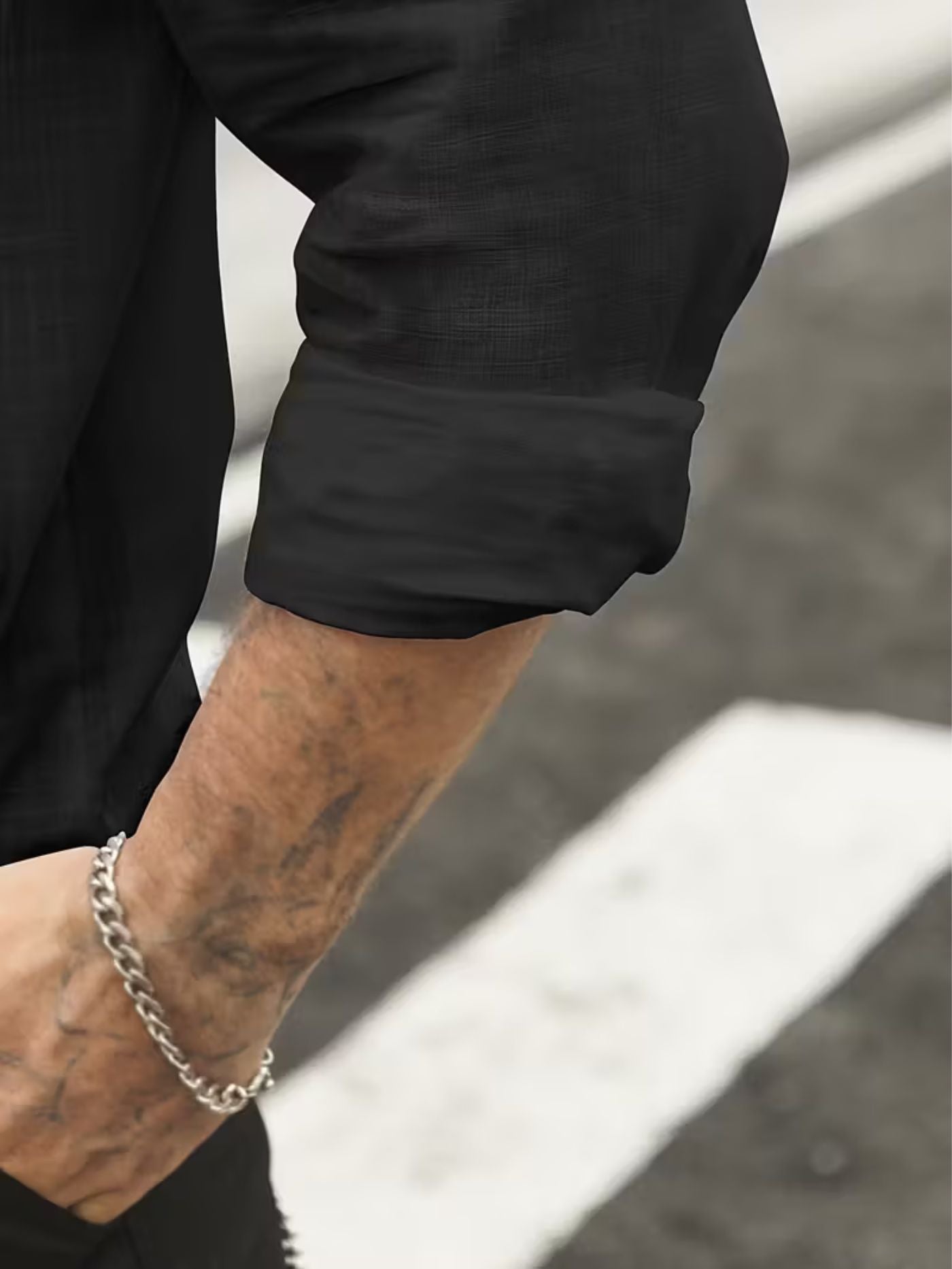 Rolled sleeve detail black performance shirt