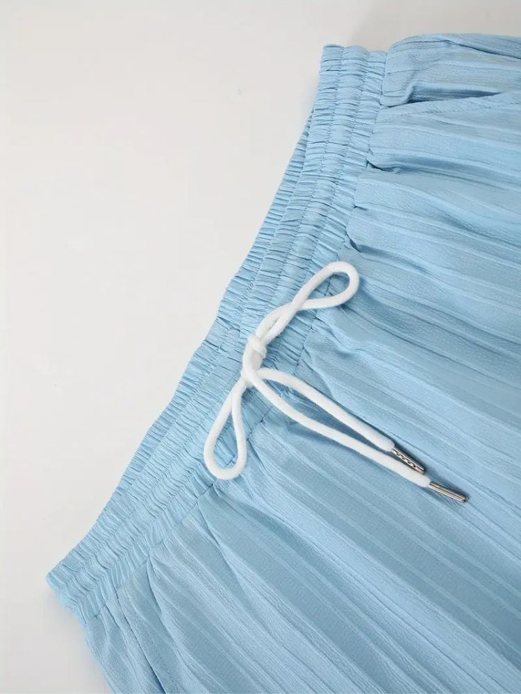 men's sky blue top bottom set