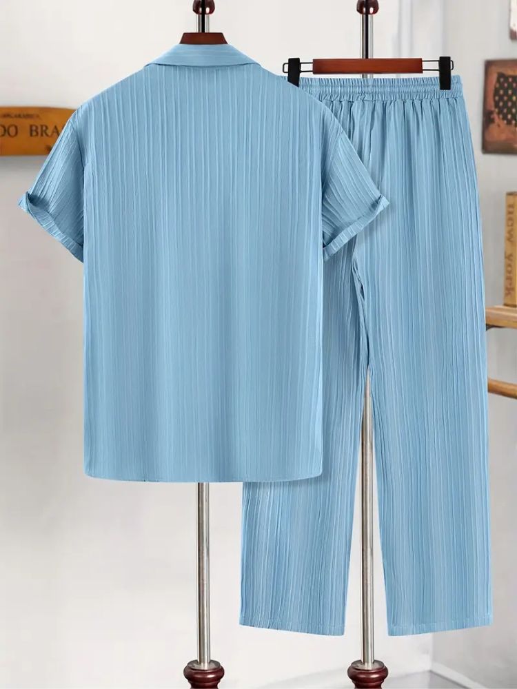 Light blue striped pajama set
