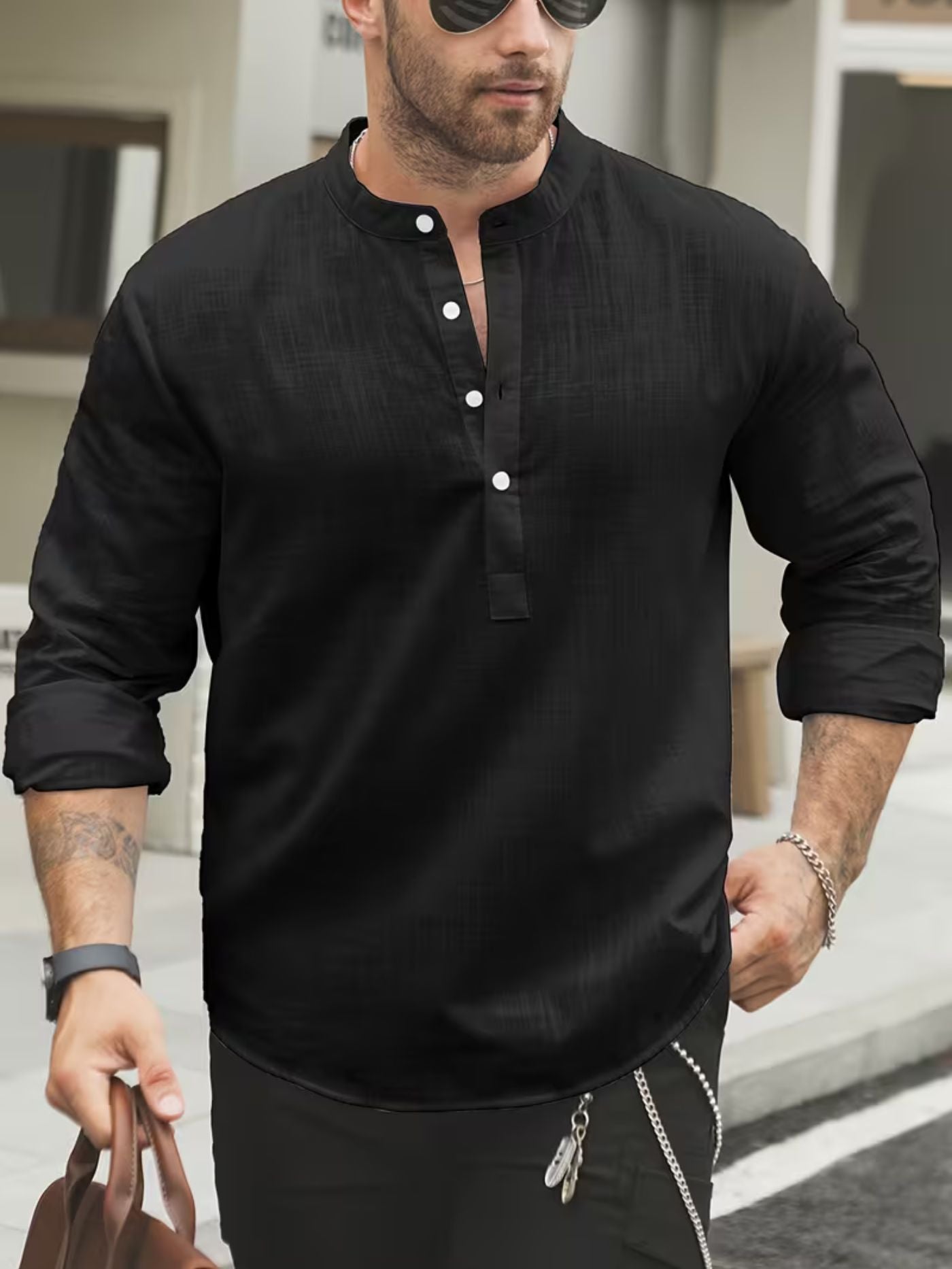 The 365 Air Shirt Noir black engineered summer shirt front view