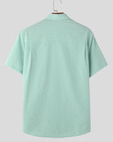 Sea Green Lines Print Shirt For Men