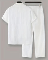 Men's Pleated White Top Bottom Set