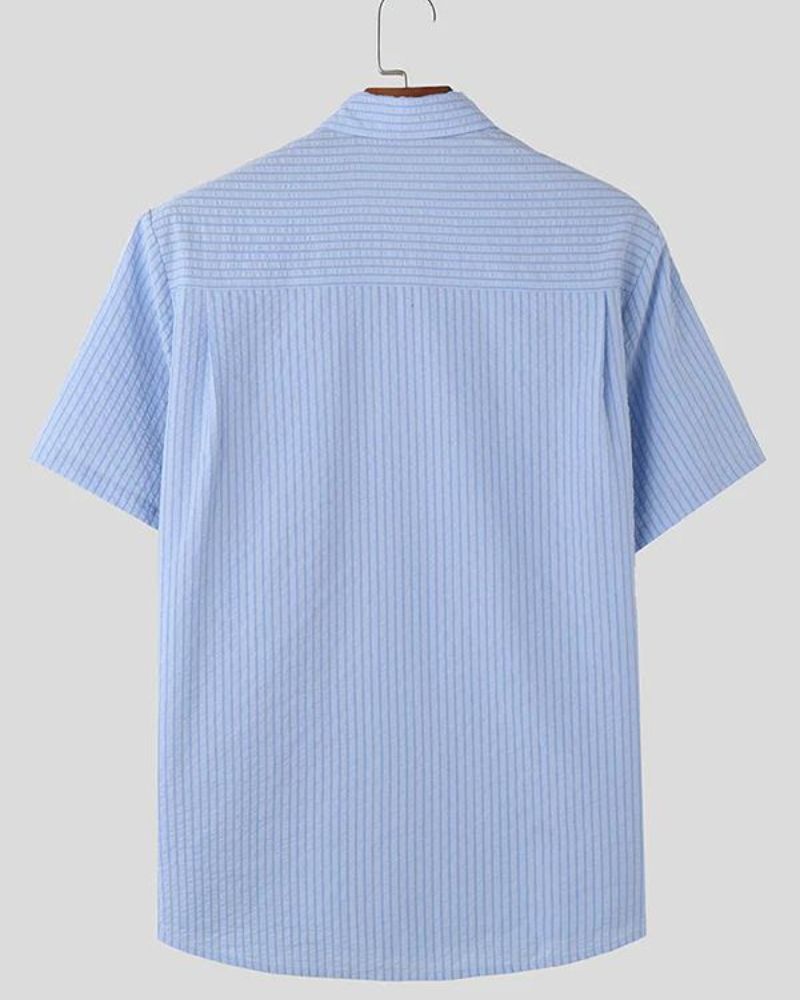 Light Blue Lines Print Shirt For Men