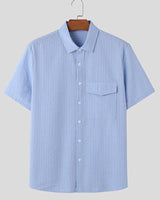 Light Blue Lines Print Shirt For Men