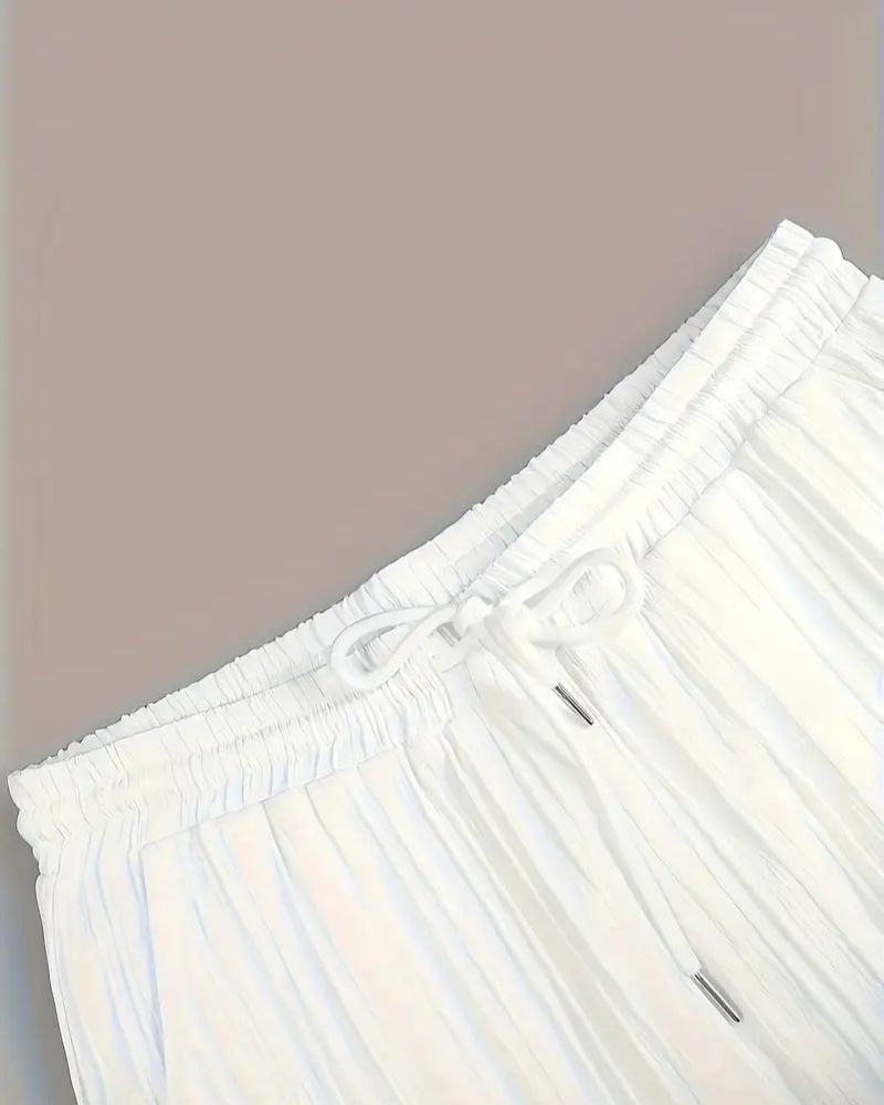 Men's Pleated White Top Bottom Set