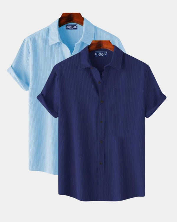 BlueWave Men's Classic Dual Tone Shirt Combo
