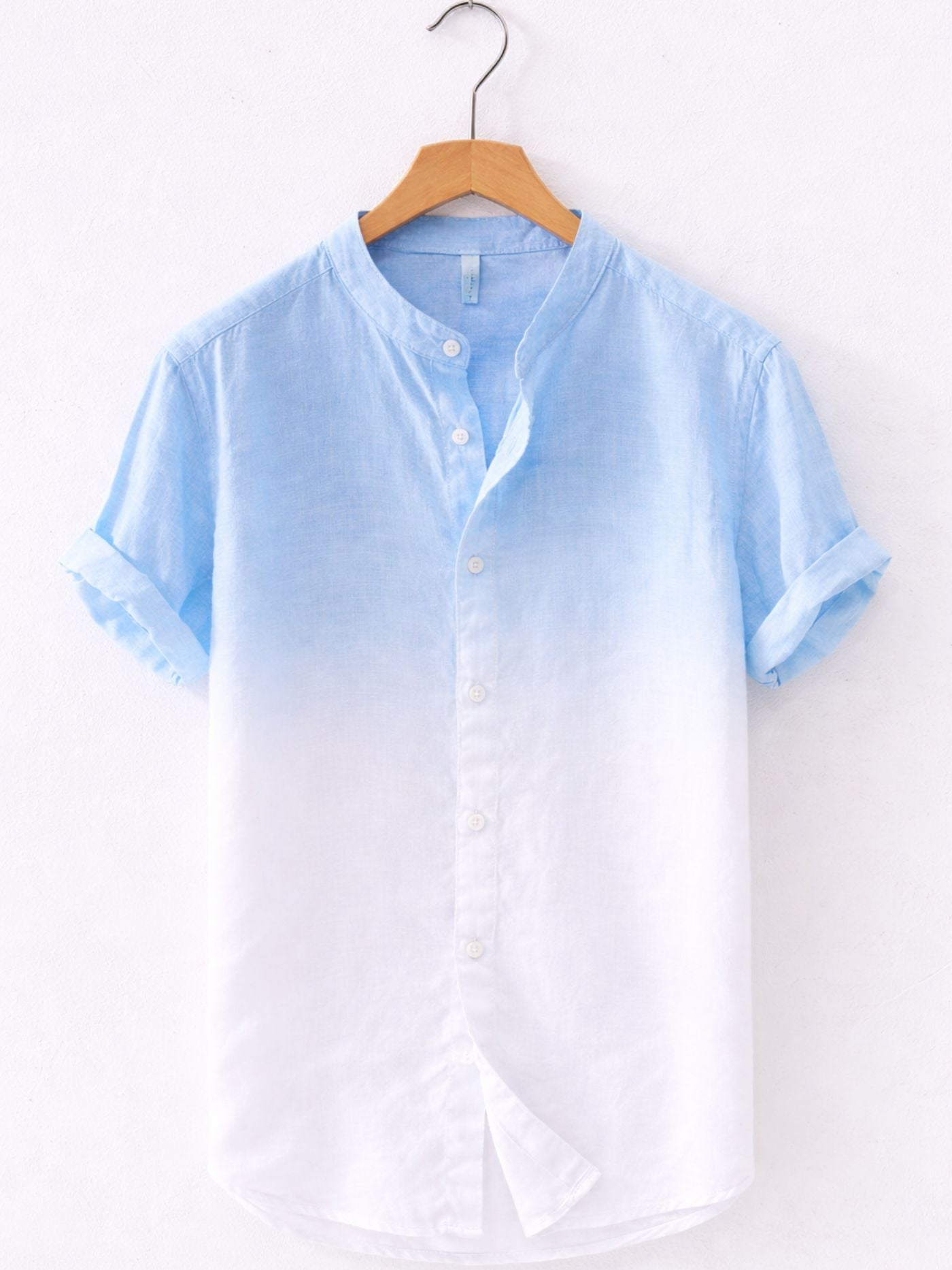 Swiss Linen Fade Shirt – Sky Blue White