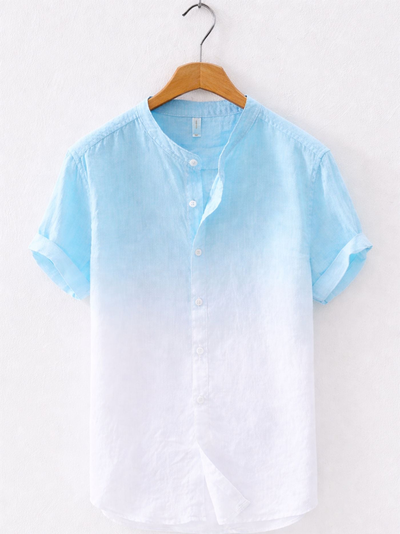 Swiss Linen Fade Shirt – Sky Blue White