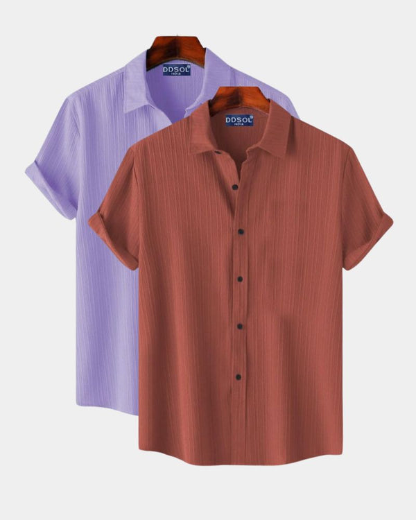 UrbanEase Men's Textured Shirt Combo