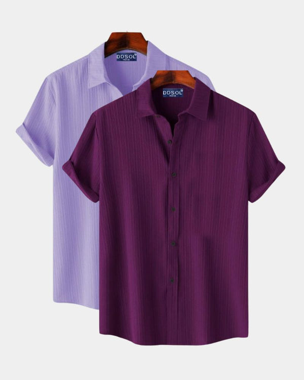Royal Purple & Lavender Plain Shirt Combo