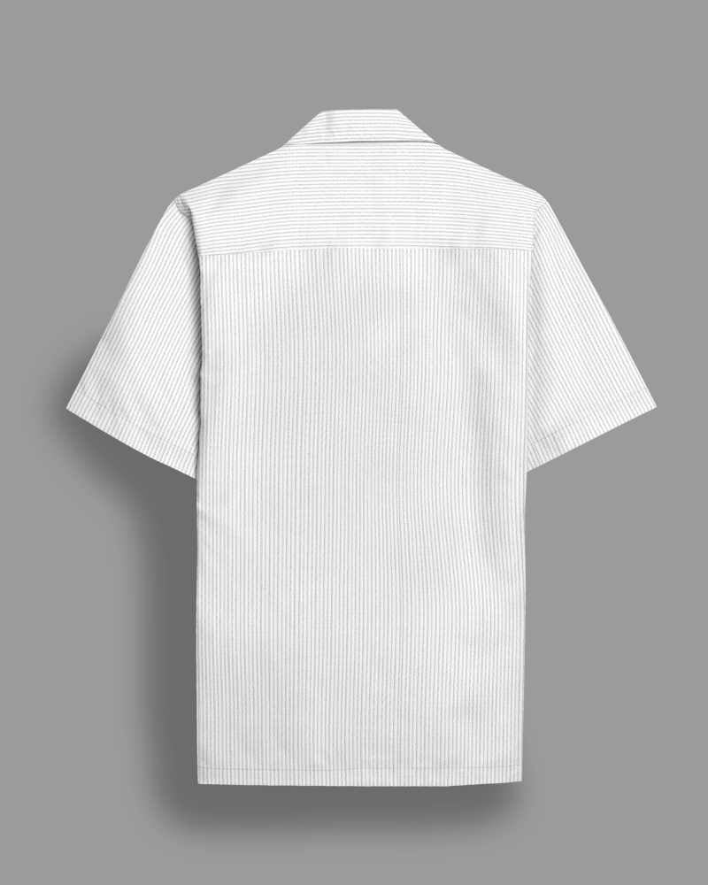 Men's White Pinstripe Casual Shirt