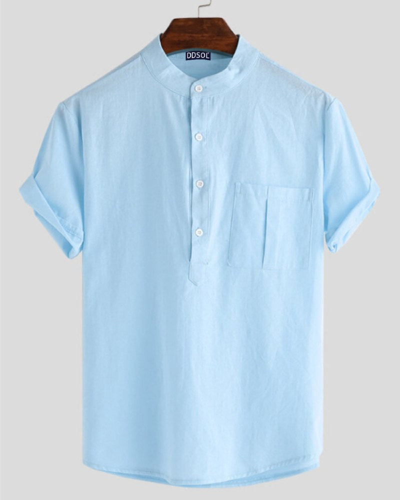 Sky Breeze Mandarin Collar Shirt