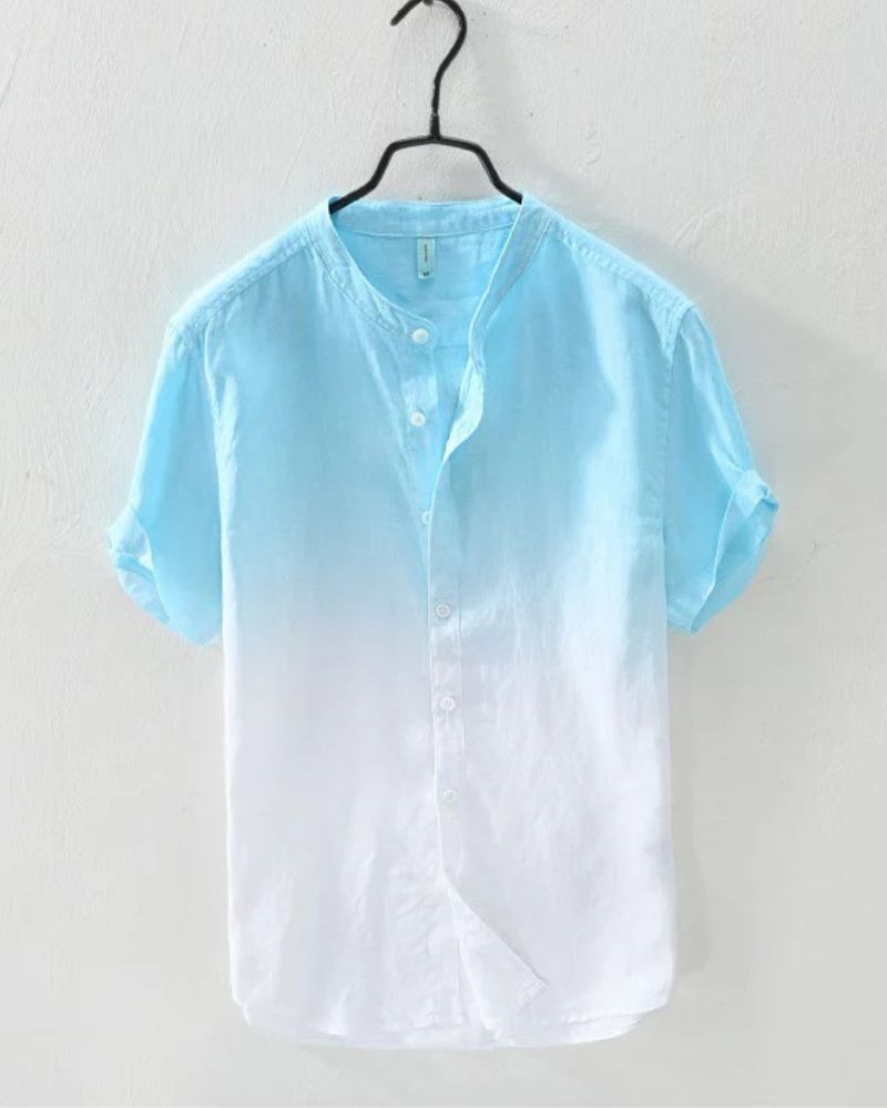 Gradient Aqua Blue Button-Up Shirt