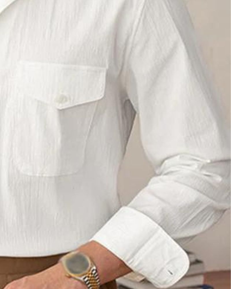 Double Pocket White Shirt For Men