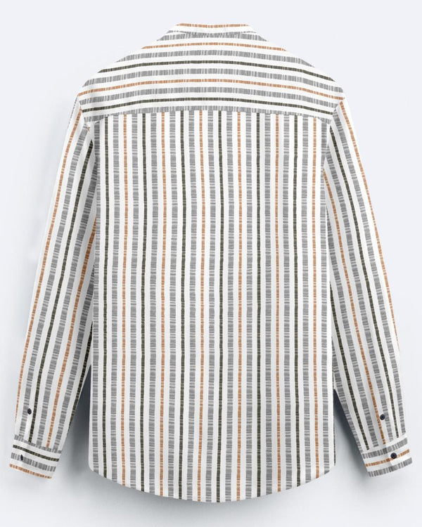 Autumn Striped Stand Collar Shirt