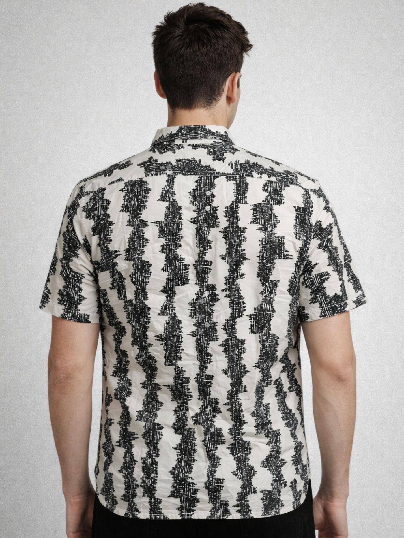 Back view of abstract black men shirt
