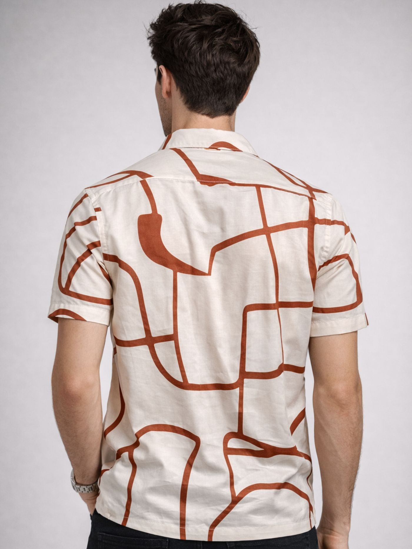 Back view of abstract pattern men shirt