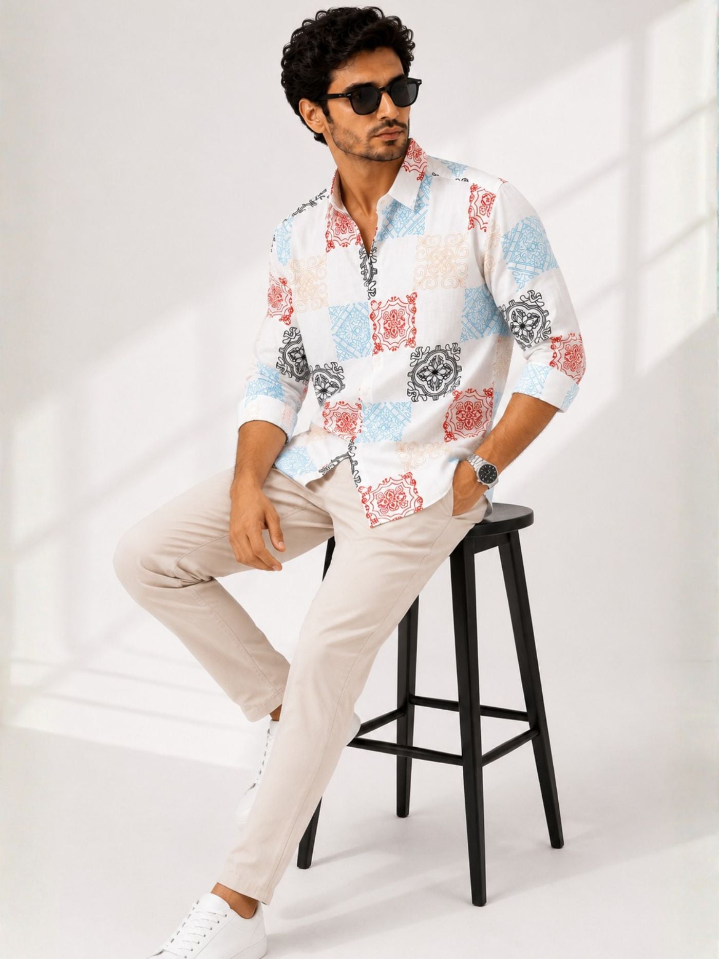 men’s mosaic print full sleeve shirt
