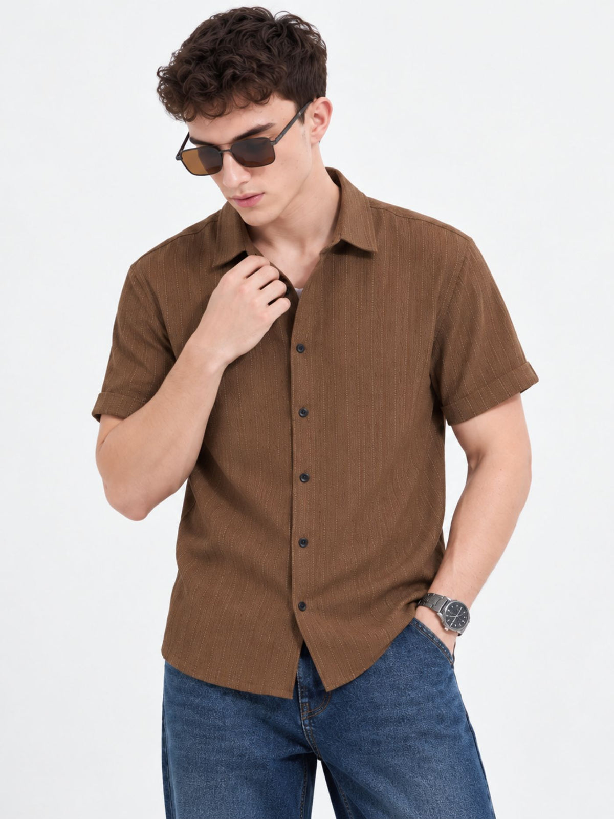 men’s brown summer shirt