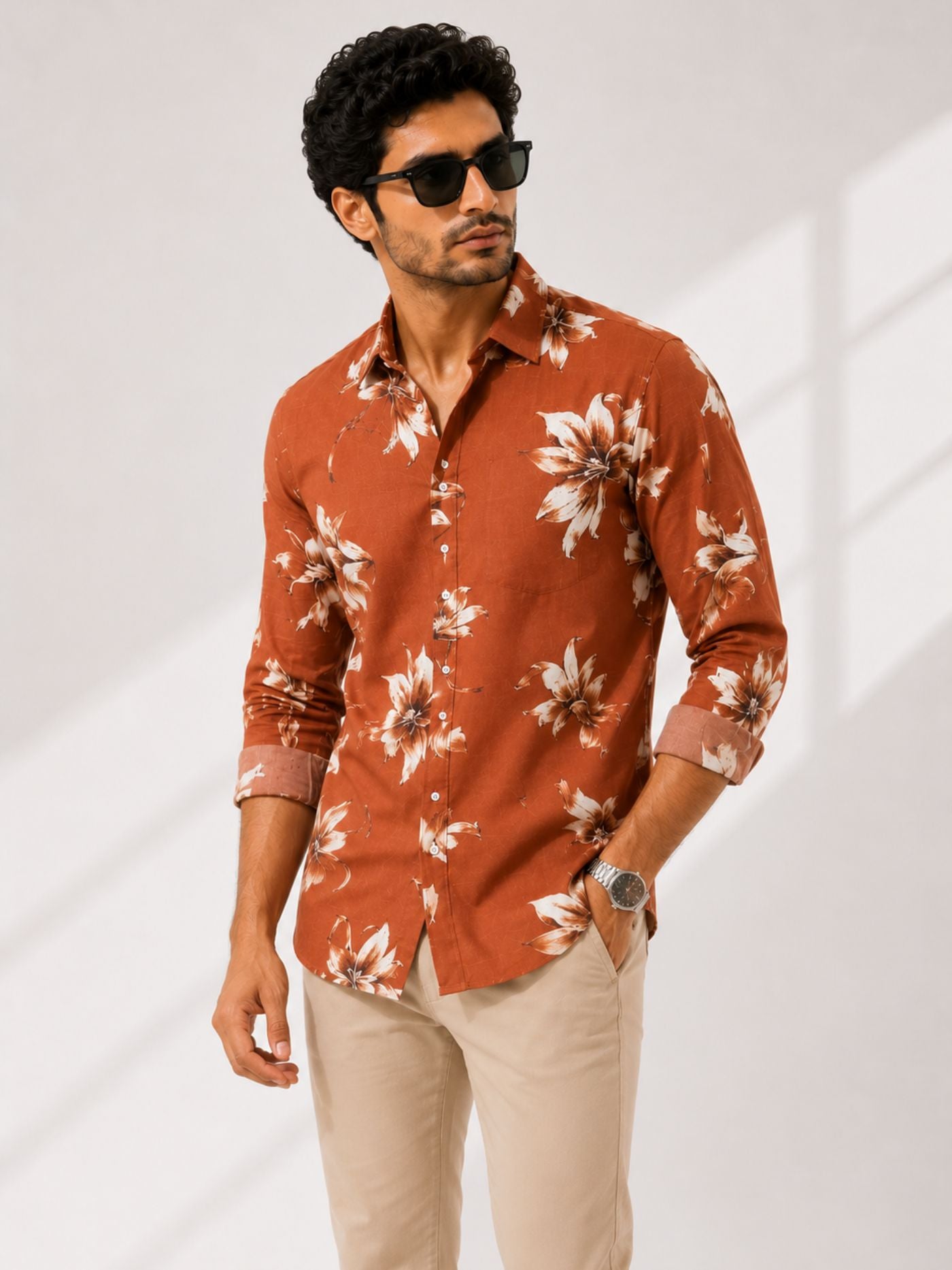 casual floral shirt for men