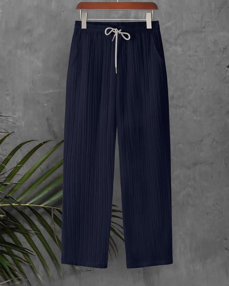 Men’s indigo pleated lounge pants