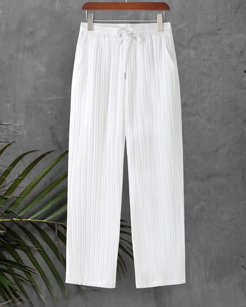 Men’s ivory pleated lounge pants