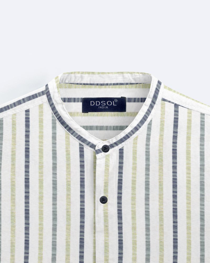 Olive Grove Striped Henley Shirt