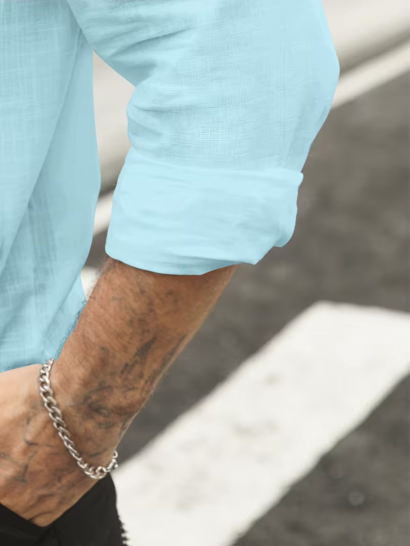 Rolled sleeve detail breathable summer shirt