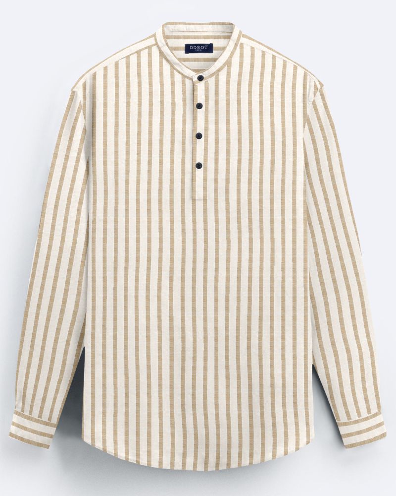 Sand Dune Striped Henley Shirt