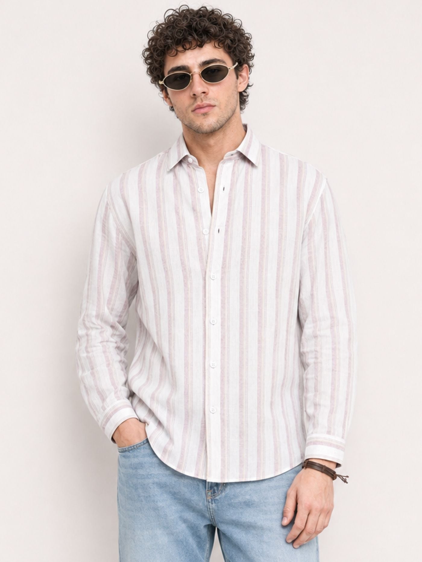 Maris Premium Stripe Shirt in blush pink and white