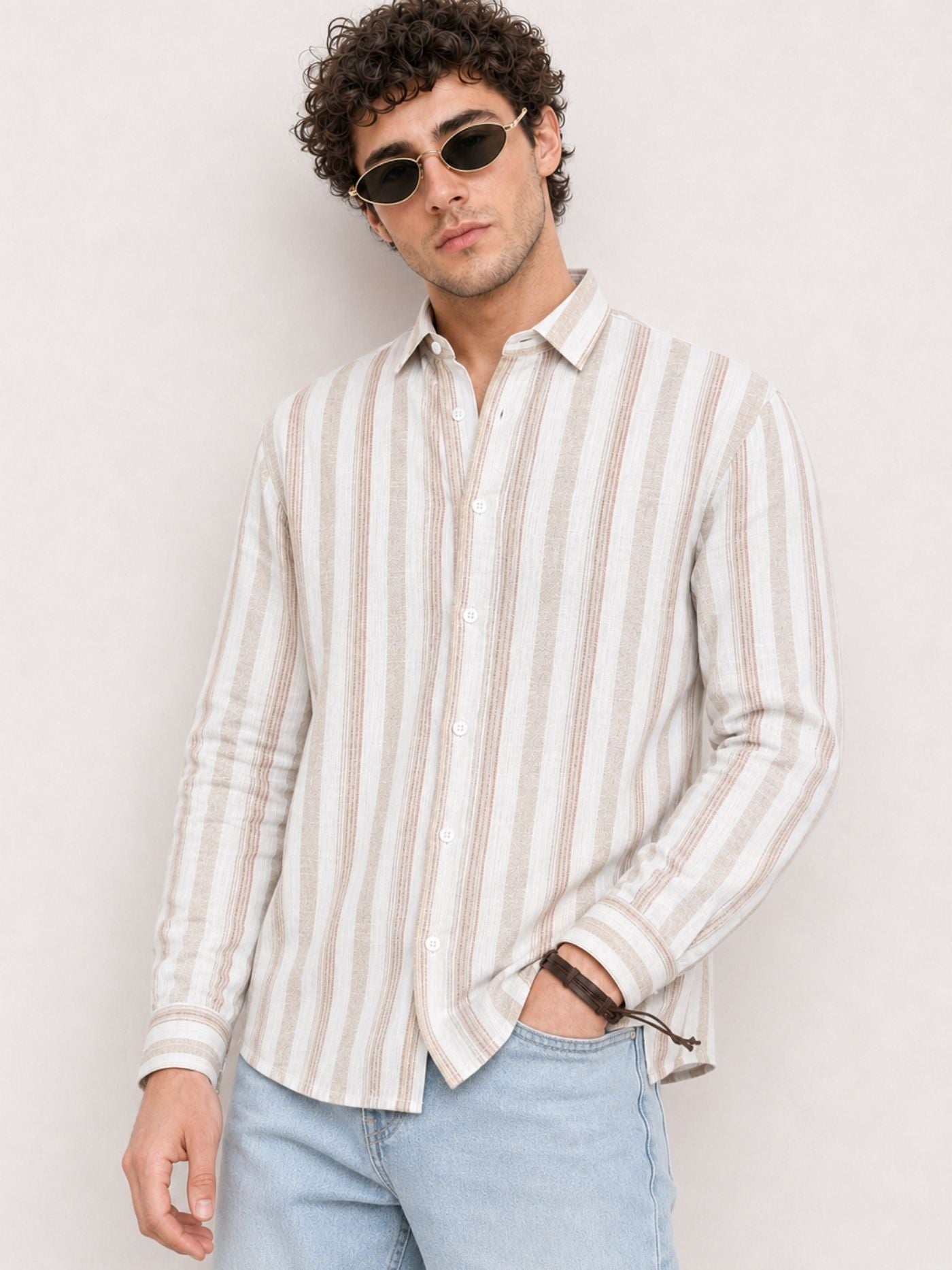 Tuscany Natural Beige Stripe Shirt