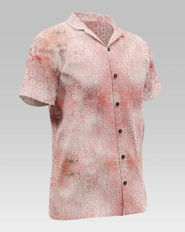 Detailed Hexagon Texture Print Cotton Shirt